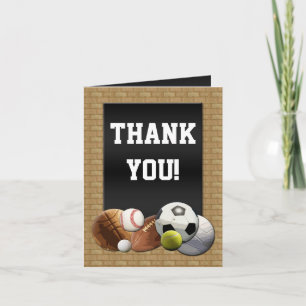 All Star Sports Balls w/ Brick Wall Thank You Card