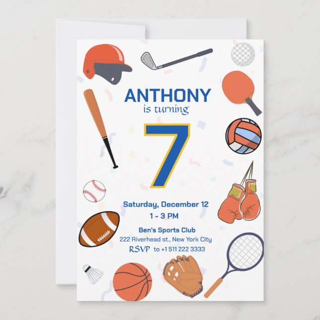 All-Star Sports Birthday Bash 3 Invitation  (Front)