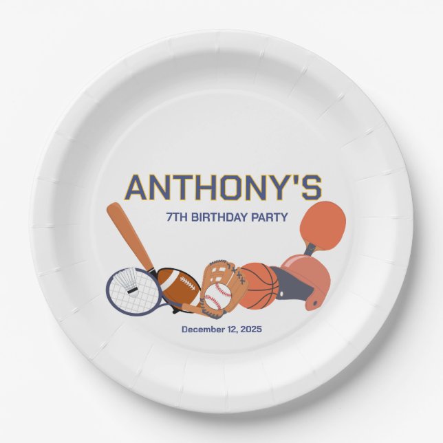 All-Star Sports Birthday Plate (Front)