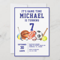 All Star Sports Boy Birthday Party Invitation