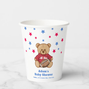 All Star Teddy Bear Football Sport Baby Shower  Paper Cups