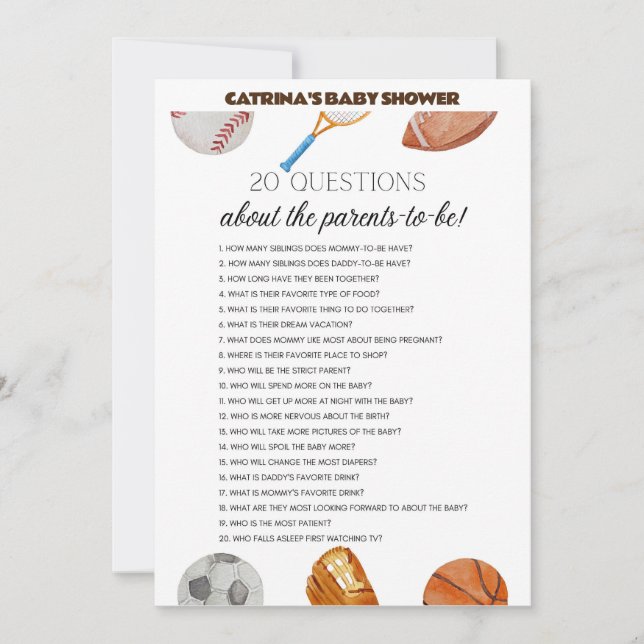 All Stars Sports Baby Shower - Editable Name, 5x7 Invitation (Front)