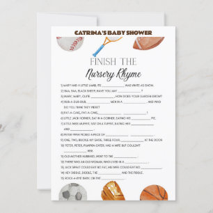 All Stars Sports Baby Shower - Editable Name, 5x7 Invitation