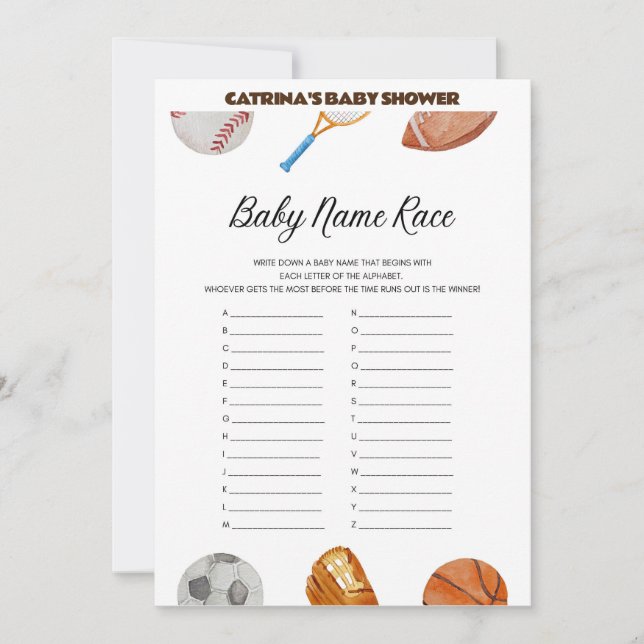 All Stars Sports Baby Shower - Editable Name, 5x7 Invitation (Front)
