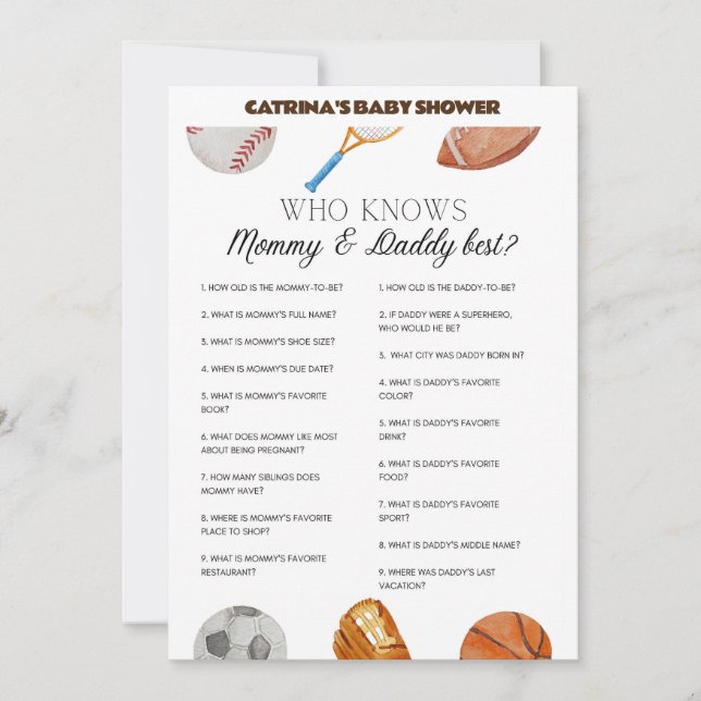 All Stars Sports Baby Shower - Editable Name, 5x7 Invitation (Front)