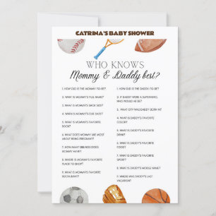 All Stars Sports Baby Shower - Editable Name, 5x7 Invitation