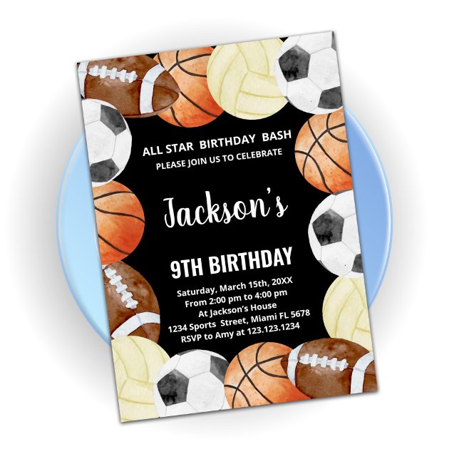 All Stars Sports Birthday Invitations (Creator Uploaded)