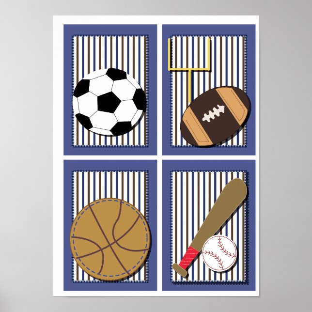 All Stars Sports Boys Wall Art Soccer Football (Front)