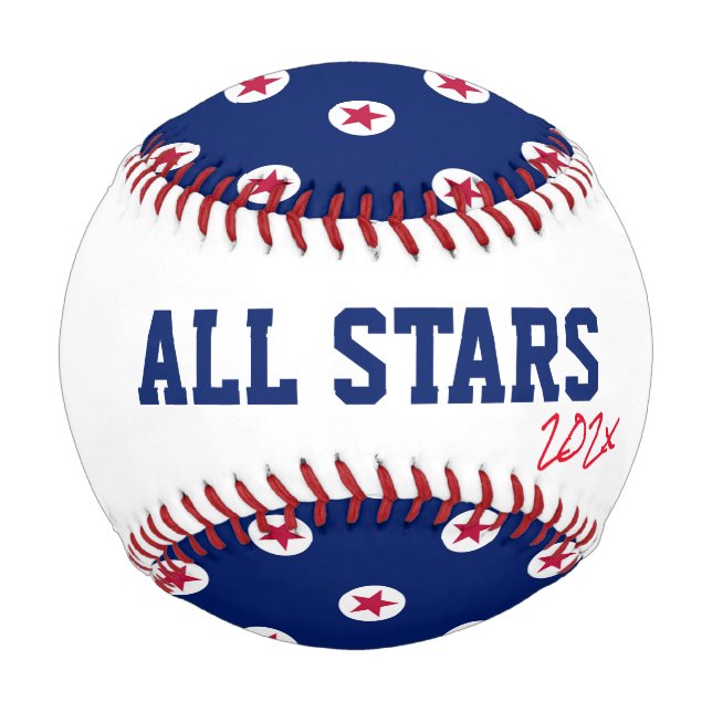 All Stars Team Year Red White Blue Player Coach Baseball (Back)