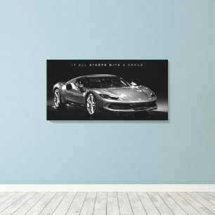 All Starts With A Dream Motivational Luxury Car Canvas Print