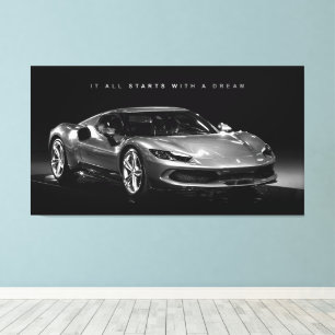 All Starts With A Dream Motivational Luxury Car Canvas Print
