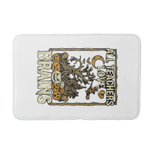 All Teachers Love Brains Halloween Haunted House P Bath Mat