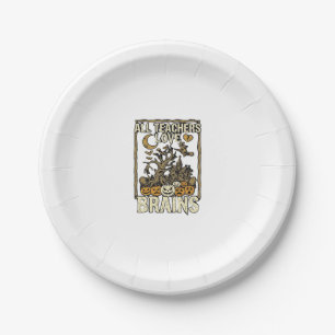 All Teachers Love Brains Halloween Haunted House P Paper Plate