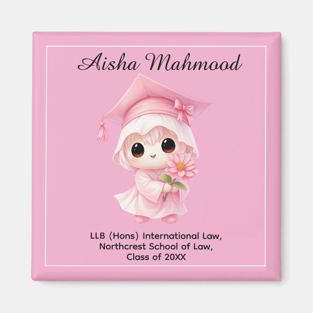 🎓 All text custom Chibi Rose Graduation  Magnet (Front)
