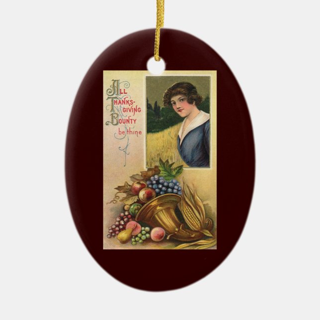 All Thanksgiving Bounty Be Thine Ceramic Tree Decoration (Front)