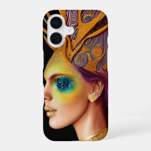 All That Glitters - Cosmic Goddess Portrait iPhone 16 Case