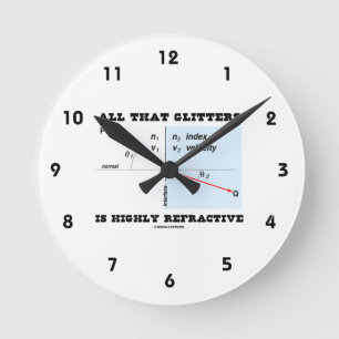All That Glitters Is Highly Refractive (Physics) Round Clock