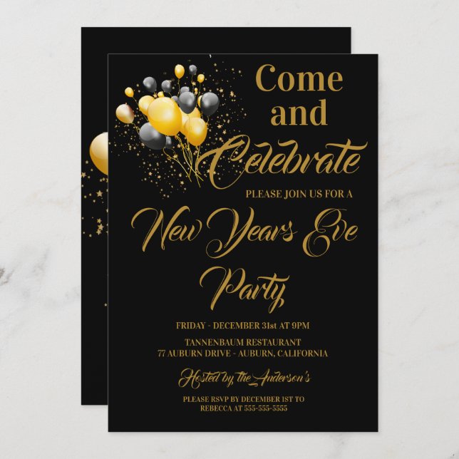 All That Glitters New Years Eve Invitation (Front/Back)