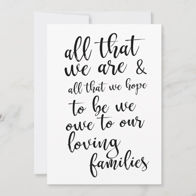 All That We Are Black and White Sign Vertical Invitation (Front)