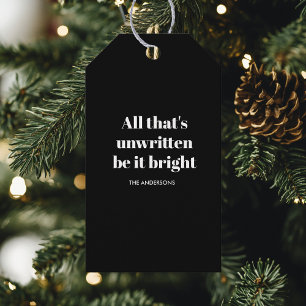 All That's Unwritten Be It Bright Black and White  Gift Tags