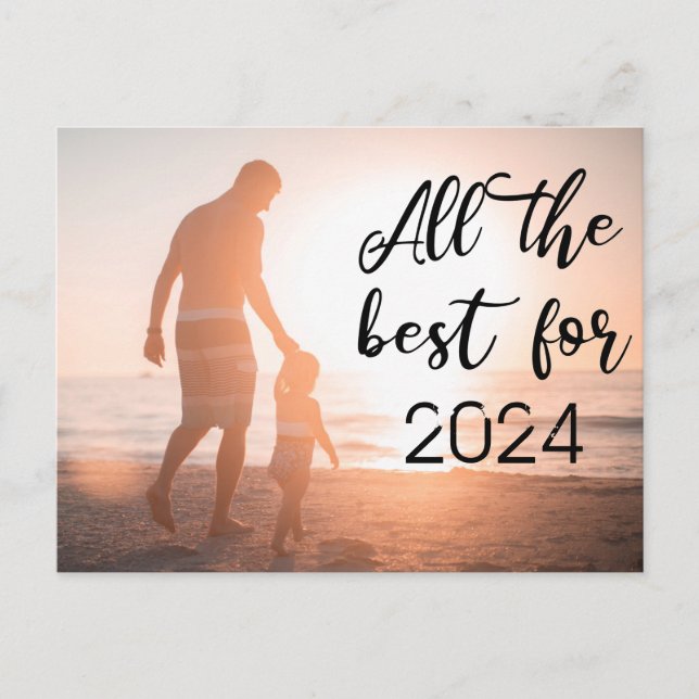 All The Best For The New Year Minimalist Photo Holiday Postcard (Front)