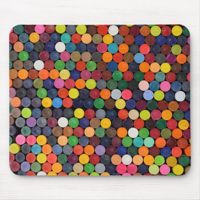 All the colours of crayons, flat ends up mouse pad (Front)
