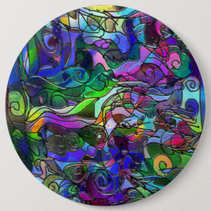 All the Colours with Swirls and Lines 6 Cm Round Badge
