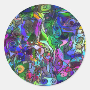 All the Colours with Swirls and Lines Classic Round Sticker