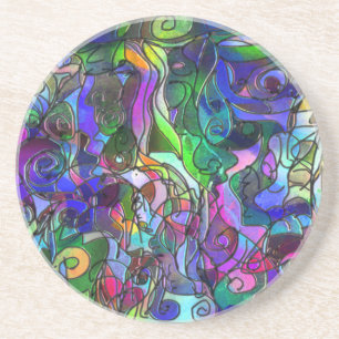 All the Colours with Swirls and Lines Coaster
