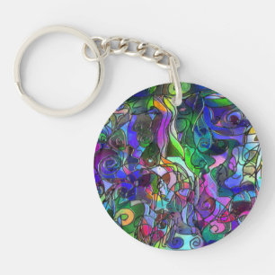 All the Colours with Swirls and Lines Key Ring