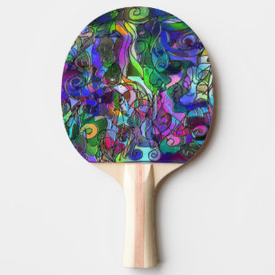 All the Colours with Swirls and Lines Ping Pong Paddle