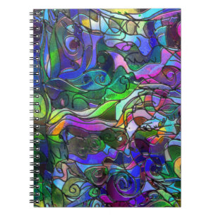 All the Colours with Swirls and Lines Spiral Notebook