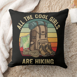 All The Cool Girls Are Hiking Retro Cushion
