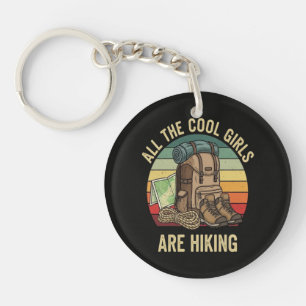 All The Cool Girls Are Hiking Retro Key Ring