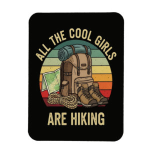 All The Cool Girls Are Hiking Retro Magnet