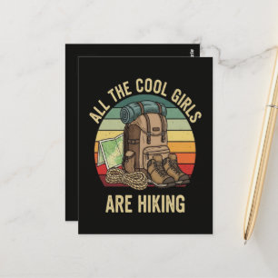 All The Cool Girls Are Hiking Retro Postcard