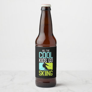 All The Cool Kids Go Skiing Beer Bottle Label