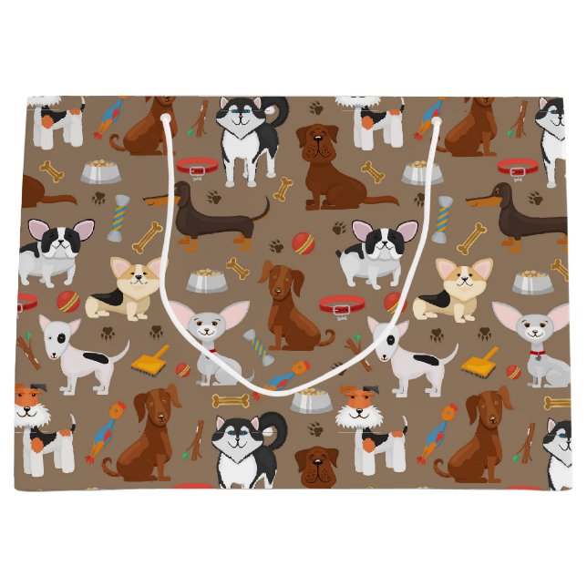 All the Cute Dogs  Large Gift Bag (Front)
