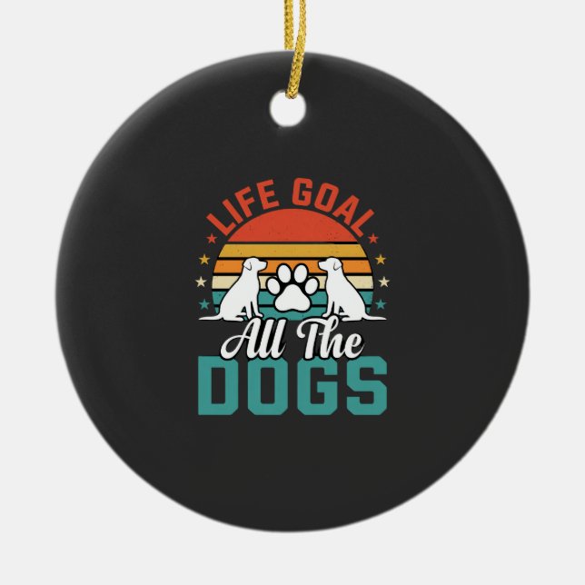 All The Dogs Retro Dog Lover Ceramic Tree Decoration (Front)