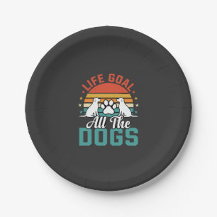 All The Dogs Retro Dog Lover Paper Plate