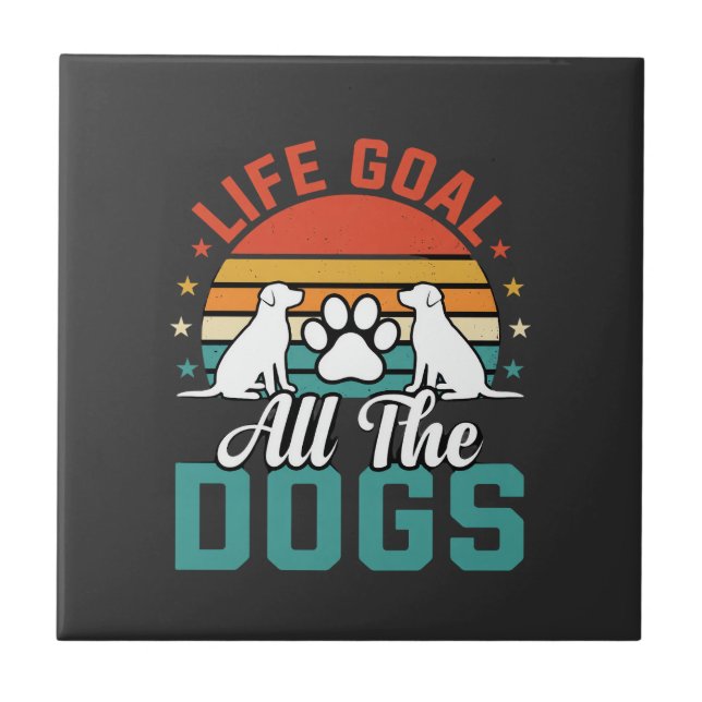 All The Dogs Retro Dog Lover Tile (Front)
