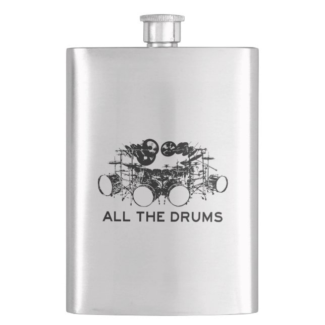 All The Drums Drummer Hip Flask (Front)