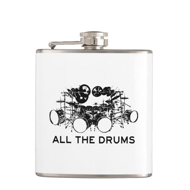All The Drums Drummer Hip Flask (Front)