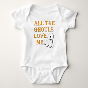 All The Ghouls Love Me Ghost Orange Baby Outfit Baby Bodysuit