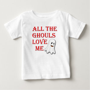 All The Ghouls Love Me Ghost Red Baby Romper T-Shirt