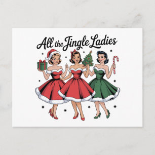 All The Jingle Ladies Christmas Retro Vintage Xmas Holiday Postcard