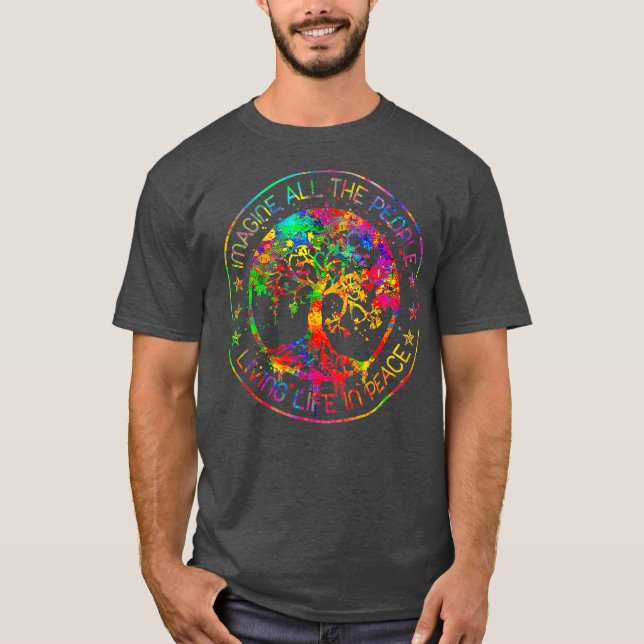 All The People Imagine Living Life In Peace Tie T-Shirt (Front)