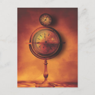All the Time in the World Steampunk Clock Globe Postcard
