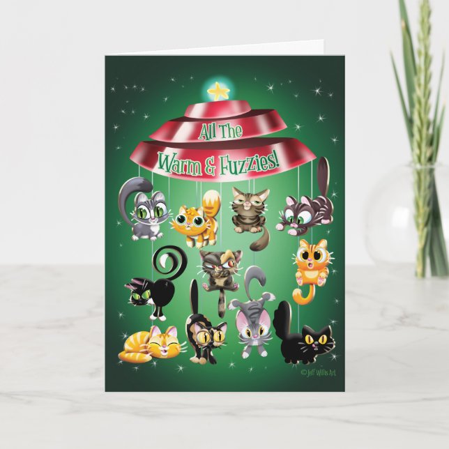 ALL THE WARM & FUZZIES (matte) by Jeff Willis Art Holiday Card (Front)