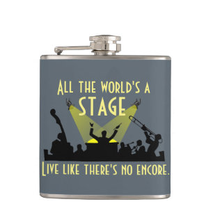 All the World's a Stage Inspiring Quote Cool Hip Flask